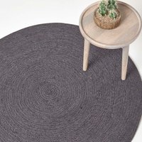 Homescapes - Geflochtener handgewebter Teppich in grau und schwarz, 120 cm rund von HOMESCAPES