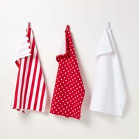 Homescapes - Geschirrtücher Set 3tlg Polka Dots rot von HOMESCAPES