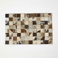Homescapes - 4er-Set Leder Tischsets Patchwork-Karo, je 46 x 30 cm - Platzsets aus Fell und Filz von HOMESCAPES
