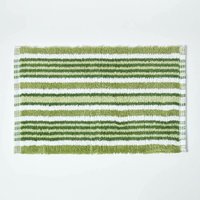Badvorleger grün weiss gestreift 40 x 60 cm 100% Baumwolle - Grün weiss gestreift - Homescapes von HOMESCAPES