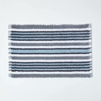 Badvorleger schwarz, grau weiss gestreift 40 x 60 cm 100% Baumwolle - Homescapes von HOMESCAPES