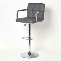 Homescapes - Barstuhl Bramley - höhenverstellbarer Barhocker drehbar mit Lehne, 62-82cm - grau von HOMESCAPES