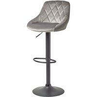 Homescapes - Barstuhl Henley - Samt Barhocker höhenverstellbar 97cm - grau von HOMESCAPES