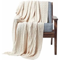 Baumwolldecke mit Zopfmuster, beige, 130 x 170 cm - Homescapes Baumwolldecke mit Zopfmuster, beige, 130 x 170 cm - Homescapes von HOMESCAPES