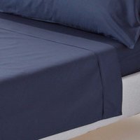 Homescapes - Bettlaken ohne Gummizug marineblau, Fadendichte 200, 178 x 255 cm - Marineblau von HOMESCAPES