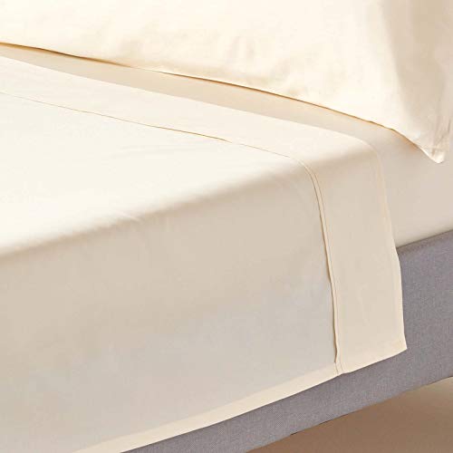 HOMESCAPES Bio-Bettlaken Creme-vanille 178x255 cm, Satin-Betttuch ohne Gummizug, Haustuch aus 100% Bio-Baumwolle von Homescapes