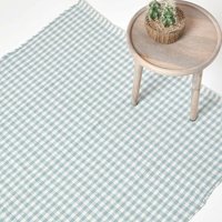 Webteppich blau-weiß kariert - Baumwollteppich Vichy-Karo, 60x90 cm - Homescapes von HOMESCAPES