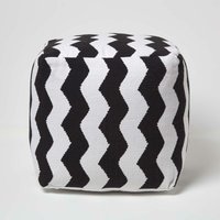 Designer Hocker Pouf Würfel Chevron - s - Schwarz/Weiß - Homescapes von HOMESCAPES