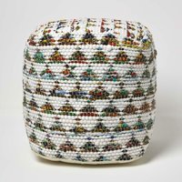 HOMESCAPES Designer Hocker Pouf Würfel Chindi bunt - S von HOMESCAPES