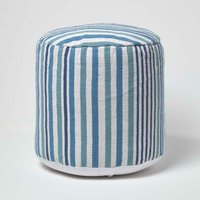 HOMESCAPES Designer Hocker Pouf rund Selam aqua weiß von HOMESCAPES