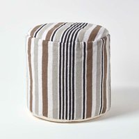 Homescapes - Designer Hocker Pouf rund Selam grau weiß von HOMESCAPES