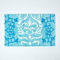 HOMESCAPES Duschvorleger Damast, Blau, 50 x 80 cm von HOMESCAPES