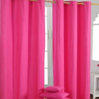 Gardinen mit Ösen unifarben pink im 2er Set, 137 x 117 cm - Homescapes von HOMESCAPES