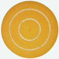 Homescapes - Geflochtener runder Teppich mit Häkel-Muster, senfgelb, 120 cm - SenfGelb von HOMESCAPES