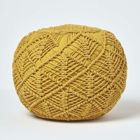 Gehäkelter Pouf, senfgelb, 35 x 40 cm - Senfgelb - Homescapes von HOMESCAPES