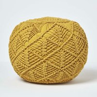 Gehäkelter Pouf, senfgelb, 35 x 40 cm - Homescapes von HOMESCAPES