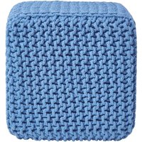 Homescapes - Gestrickter Sitzwürfel 100% Baumwolle, blau - Blau von HOMESCAPES
