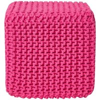 Homescapes - Gestrickter Sitzwürfel 100% Baumwolle, pink - Pink von HOMESCAPES