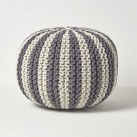 HOMESCAPES Großer Pouf, grau-weiß, 40 x 50 cm von HOMESCAPES