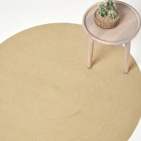 Handgewebter geflochtener Teppich in Beige, 120 cm rund - Homescapes von HOMESCAPES