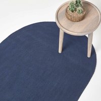 HOMESCAPES Handgewebter geflochtener Teppich in Dunkelblau, 90 x 150 cm von HOMESCAPES