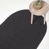 Handgewebter geflochtener Teppich in Schwarz, 90 x 150 cm - Homescapes von HOMESCAPES