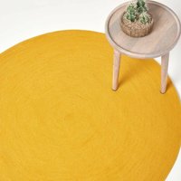 Homescapes - Handgewebter geflochtener Teppich in Senfgelb, 150 cm rund Homescapes - Handgewebter geflochtener Teppich in Senfgelb, 150 cm rund von HOMESCAPES
