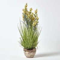 Homescapes - Kunstblumen Lavendel in brauner Topf, gelb, 66 cm hoch - Gelb von HOMESCAPES