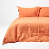 Homescapes - Leinen Bettwäsche Set Burnt Orange, 230 x 220 cm - Burnt Orange von HOMESCAPES