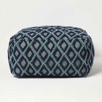 HOMESCAPES Pouf Tula mit 3D-Rautenmuster 55 x 30 cm - Sitzsack-Hocker blau-petrol - Blau-Petrol von HOMESCAPES