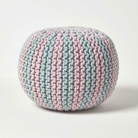 Runder Pouf, hellblau-rosa, 35 x 40 cm - Homescapes von HOMESCAPES