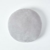 Samt Kissen, 40 cm rund, hellgrau - Homescapes von HOMESCAPES