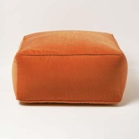 HOMESCAPES Samt Sitzpouf orange – Sitzsack eckig, 60x60x27 cm von HOMESCAPES