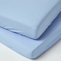 HOMESCAPES Spannbettlaken Kinderbett 70 x 140 cm, Fadendichte 200, 2er Set, blau von HOMESCAPES