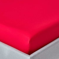 Homescapes - Spannbettlaken extra tief rot, Fadendichte 200, 150 x 200 cm - Rot von HOMESCAPES