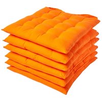 Homescapes - Stuhlkissen orange 6 Stück - Orange von HOMESCAPES