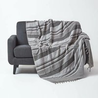 Tagesdecke Morocco, grau gestreift, 150 x 200 cm - Homescapes von HOMESCAPES