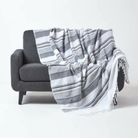 Tagesdecke Morocco, grau gestreift, 150 x 200 cm - Homescapes von HOMESCAPES