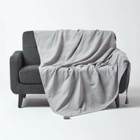 Homescapes - Tagesdecke Rajput, 100% Baumwolle, hellgrau, 225 x 255 cm von HOMESCAPES