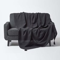 Homescapes - Tagesdecke Rajput, 100% Baumwolle, schwarz, 150 x 200 cm von HOMESCAPES