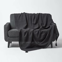 Tagesdecke Rajput, 100% Baumwolle, schwarz, 225 x 255 cm - Schwarz - Homescapes von HOMESCAPES