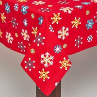 Tischdecke rote Schneeflocken 100% Baumwolle, 138 x 178 cm - Rot - Homescapes von HOMESCAPES