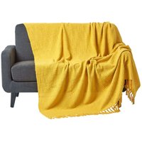 Homescapes - berwurf Nirvana, 100% Baumwolle, gelb, 150 x 200 cm - Gelb von HOMESCAPES