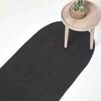 Homescapes - Handgewebter geflochtener Teppich in Schwarz, 66 x 200 cm von HOMESCAPES
