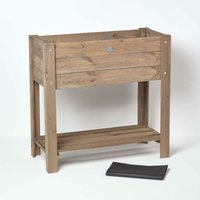 Homescapes - Holz-Hochbeet mit Ablage - braun, 78 cm hoch von HOMESCAPES