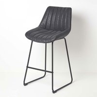 Homescapes - Barstuhl Ascot Kunstleder Barhocker mit Rückenlehne, 97cm - schwarz von HOMESCAPES