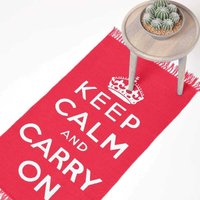 Homescapes - Baumwollteppich Keep Calm and Carry On – rot-weiß, 60x100 cm Homescapes - Baumwollteppich Keep Calm and Carry On – rot-weiß, 60x100 cm von HOMESCAPES