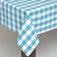 Homescapes - Blau karierte Tischdecke aus 100% Baumwolle, 138 x 178 cm - Blau-Weiß von HOMESCAPES