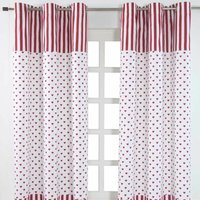 Homescapes - Gardinen mit Ösen Herzen rot weiss 2er Set 100% Baumwolle, 182x137 cm von HOMESCAPES