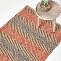 Homescapes - Handgewebter Schwarz-Roter Jute-Teppich mit geometrischem Muster, 90 x 150 cm von HOMESCAPES